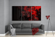 Roter Rauch – 3-teiliges Mega-Glasbild
