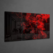 Roter Rauch – 3-teiliges Mega-Glasbild