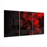 Roter Rauch – 3-teiliges Mega-Glasbild