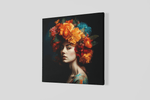 Vrouw met Bloemen – Vierkant Canvas Kunst voor de Muur