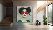 Vrouwenportret – Vierkant Canvas Kunstwerk voor het Interieur