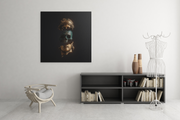 Gouden Standbeeld – Modern Canvas Schilderij – Vierkant Canvas Kunstwerk voor het Interieur