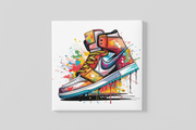 Kleurrijke Sneaker – Canvas Wanddecoratie in Vierkante Vorm