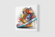Kleurrijke Sneaker – Canvas Wanddecoratie in Vierkante Vorm