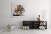 Kleurrijke Sneaker – Canvas Wanddecoratie in Vierkante Vorm