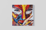 Vrouw in Kleurrijke Tinten – Modern Canvas Schilderij – Vierkant Canvas Schilderij voor de Wand