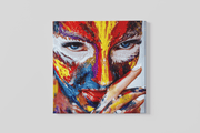 Vrouw in Kleurrijke Tinten – Modern Canvas Schilderij – Vierkant Canvas Schilderij voor de Wand