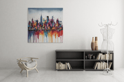 Kleurrijke stad – Vierkante Canvas Wandkunst
