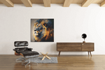 Kleurrijke Leeuw – Ontwerp 2 – Vierkant Canvas Kunstwerk voor het Interieur