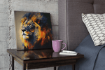 Kleurrijke Leeuw – Ontwerp 2 – Vierkant Canvas Kunstwerk voor het Interieur