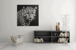 Grijze Luipaard – Modern Canvas Schilderij – Vierkant Canvas Kunstwerk voor het Interieur