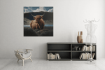 Schotse Hooglander – Vierkant Canvas Kunst voor de Muur