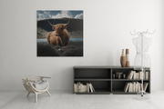 Schotse Hooglander – Vierkant Canvas Kunst voor de Muur