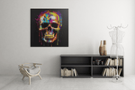 Kleurrijke Schedel – Canvas Wanddecoratie in Vierkante Vorm