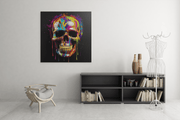 Kleurrijke Schedel – Canvas Wanddecoratie in Vierkante Vorm