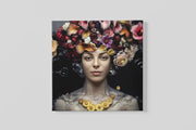 Vrouw met bloemen – Ontwerp 2 – Vierkante Canvas Wandkunst