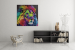 Kleurrijke Leeuw – Vierkante Canvas Wanddecoratie – Canvas Decoratie voor de Wand