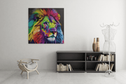 Kleurrijke Leeuw – Vierkante Canvas Wanddecoratie – Canvas Decoratie voor de Wand