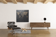 Wereldkaart – Modern Canvas Schilderij – Vierkante Canvas Wandkunst