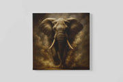 Olifant | Krachtig dier in donkere rook – Modern Canvas Schilderij – Vierkant Canvas Kunstwerk voor het Interieur