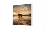 Zonsondergang met houten pier – Canvas Schilderij als Wanddecoratie