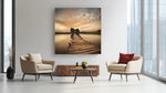 Zonsondergang met houten pier – Canvas Schilderij als Wanddecoratie