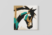 Abstracte Kunst Paard – Vierkant Canvas Schilderij voor de Wand