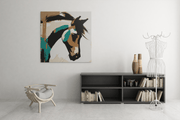 Abstracte Kunst Paard – Vierkant Canvas Schilderij voor de Wand