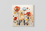 Abstracte Kunst Bloemen – Vierkante Canvas Wandkunst