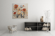 Abstracte Kunst Bloemen – Vierkante Canvas Wandkunst