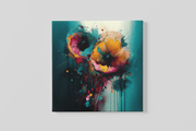 Bloemen Abstracte Kunst – Vierkant Canvas Kunst voor de Muur