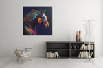 Kleurrijk Paard – Canvas Wanddecoratie in Vierkante Vorm