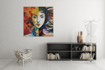 Vrouwenportret – Ontwerp 3 – Modern Canvas Schilderij – Vierkant Canvas Schilderij voor de Wand