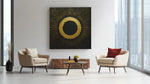 Abstracte Kunst in Geel – Vierkante Canvas Wanddecoratie – Canvas Wandkunst in Vierkante Uitvoering