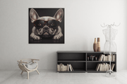 Bulldog met Bril – Canvas Decoratie voor de Wand