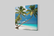 Palmboom en De Zee – Vierkante Canvas Wandkunst