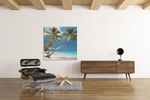 Palmboom en De Zee – Vierkante Canvas Wandkunst