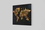 Wereldkaart Goud – Vierkant Canvas Schilderij voor de Wand