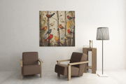 Abstracte Kunst Vogels – Canvas Wanddecoratie in Vierkante Vorm