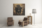Rennende stier – Vierkant Canvas Schilderij voor de Wand