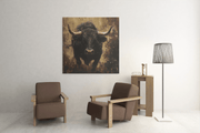 Rennende stier – Vierkant Canvas Schilderij voor de Wand