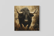 Rennende stier – Vierkant Canvas Schilderij voor de Wand