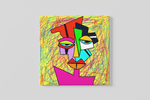 Abstracte Kunst Portret – Vierkant Canvas Schilderij voor de Wand