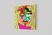 Abstracte Kunst Portret – Vierkant Canvas Schilderij voor de Wand