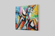 Abstracte Kat – Vierkante Canvas Wanddecoratie – Canvas Wanddecoratie in Vierkante Vorm