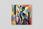 Abstracte Kat – Ontwerp 2 – Modern Canvas Schilderij – Vierkant Canvas Kunstwerk voor het Interieur