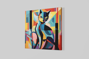 Abstracte Kat – Ontwerp 2 – Modern Canvas Schilderij – Vierkant Canvas Kunstwerk voor het Interieur