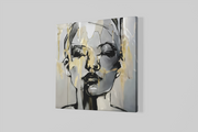 Vrouwenportret Abstracte Kunst – Vierkante Canvas Wandkunst