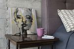 Vrouwenportret Abstracte Kunst – Vierkante Canvas Wandkunst
