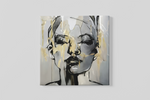 Vrouwenportret Abstracte Kunst – Vierkante Canvas Wandkunst
